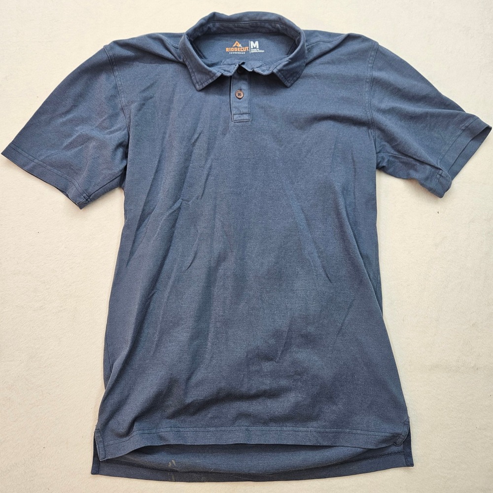 Ridgecut Polo Shirt Mens Medium Blue Good‎ Short Sleeve Toughwear Workwear